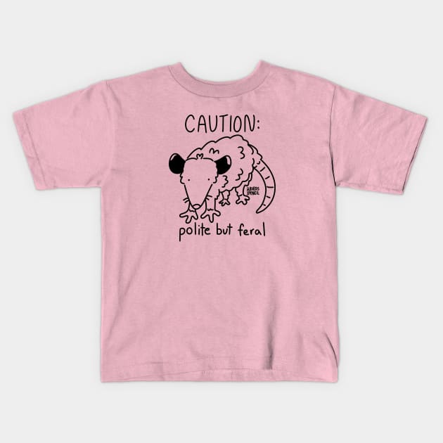 Polite but Feral Possum Kids T-Shirt by 2Birds1Pencil